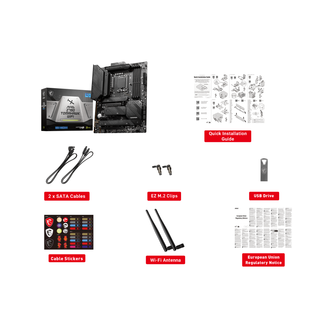 MAG Z790 TOMAHAWK WIFI Motherboard with 120GB M.2 SATA SSD and 240GB 2.5" SATA SSD, 12th/ 13th Gen Intel Core, Pentium Gold and Celeron processors for LGA 1700 socket