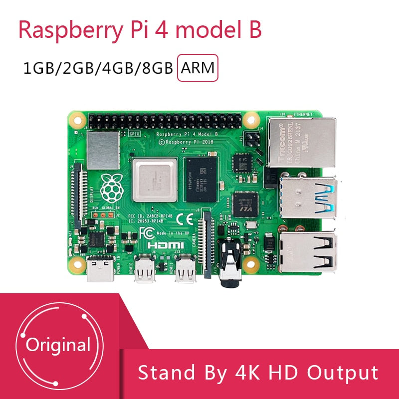 Original Raspberry Pi 4 Model B 4B RAM 1GB 2GB 4GB 8GB Core 1.5Ghz